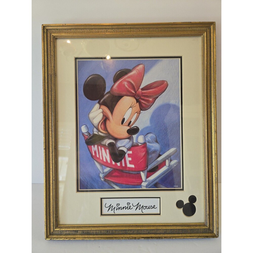 Vintage Disney Director Minnie Mouse Framed Art Print Double Matted Apprx 17x14